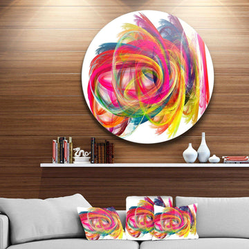 Colorful Thick Strokes - Abstract Metal Circle Wall Art